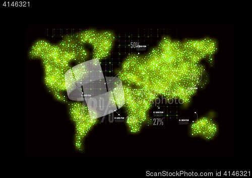 Image of Map of the world in the form circles. Vector