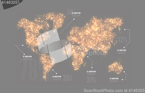 Image of Map of the world in the form circles. Vector