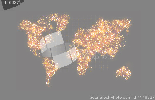 Image of Map of the world in the form circles. Vector