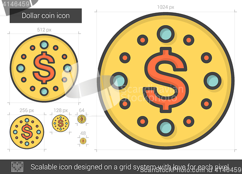 Image of Dollar coin line icon.