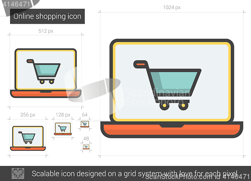 Image of Online shopping line icon.