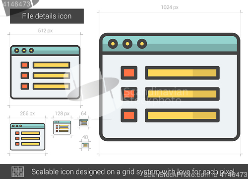 Image of File details line icon.