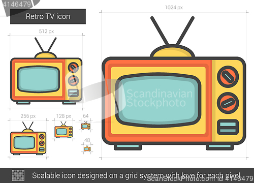 Image of Retro TV line icon.