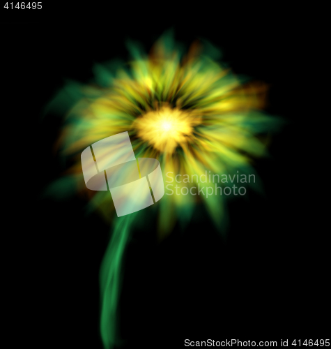 Image of Abstract Glowing Flower Isolated on Black Background