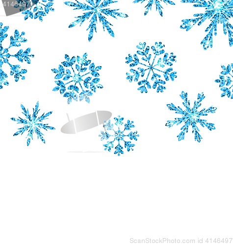 Image of Winter Background with Blue Snowflakes for New Year