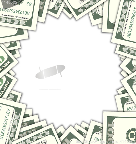 Image of Round Frame with Dollars with Shadows on White Background