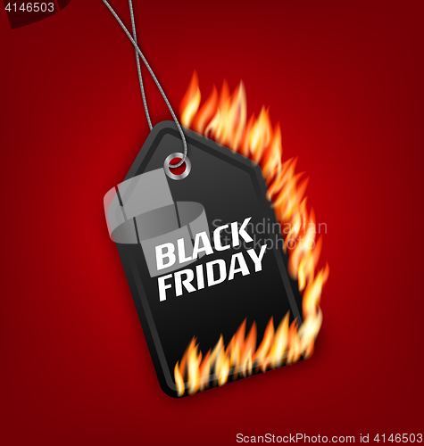 Image of Sale Discount with Fire Flame for Black Friday