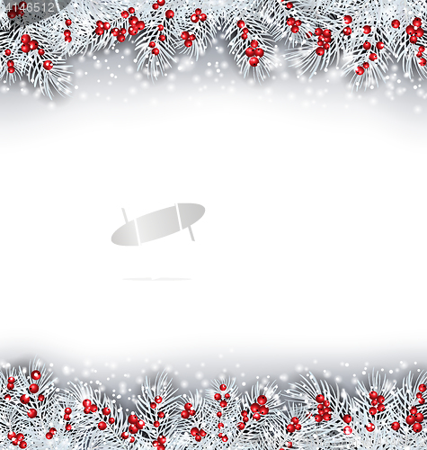 Image of Christmas Banner with Silver Fir Twigs