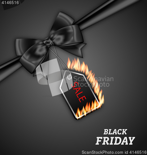 Image of Sale Discount with Fire Flame, Black Bow Ribbon for Black Friday