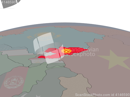 Image of Kyrgyzstan with flag