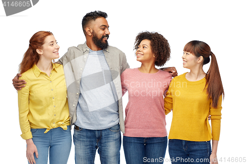 Image of international group of happy smiling people