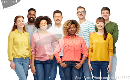 Image of international group of happy smiling people