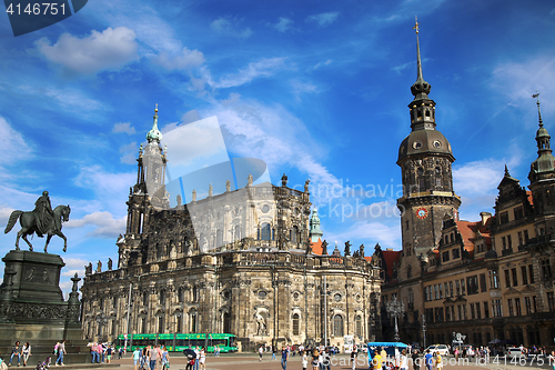 Image of DRESDEN, GERMANY – AUGUST 13, 2016: Tourists walk on Theaterpl