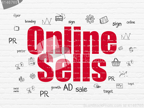 Image of Marketing concept: Online Sells on wall background