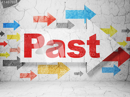 Image of Time concept: arrow with Past on grunge wall background