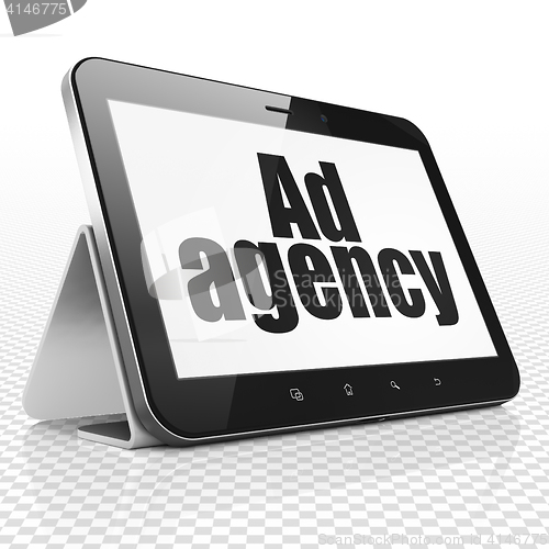 Image of Marketing concept: Tablet Computer with Ad Agency on display