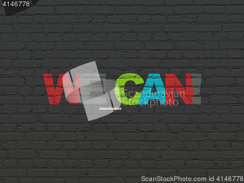 Image of Business concept: We can! on wall background