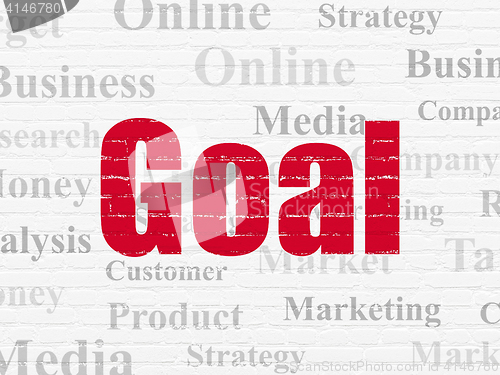 Image of Marketing concept: Goal on wall background
