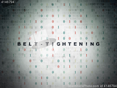 Image of Finance concept: Belt-tightening on Digital Data Paper background