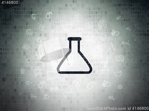 Image of Science concept: Flask on Digital Data Paper background