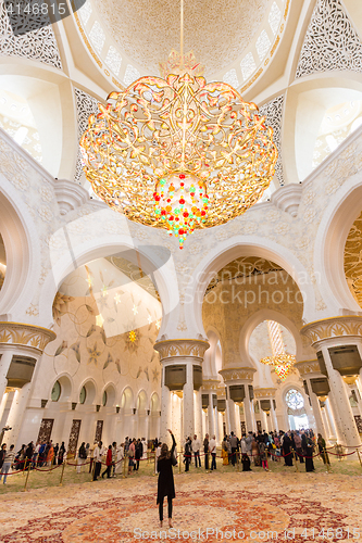 Image of Magnificent interior of Sheikh Zayed Grand Mosque in Abu Dhabi, UAE.