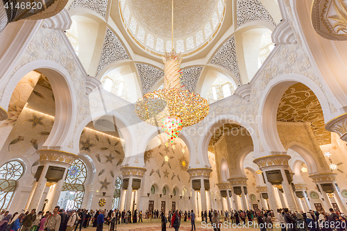 Image of Magnificent interior of Sheikh Zayed Grand Mosque in Abu Dhabi, UAE.