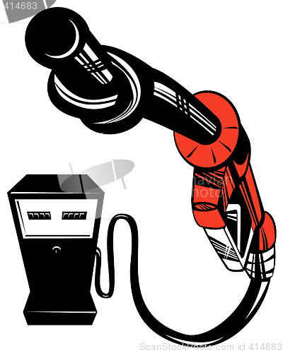 Image of Gasoline pump nozzle twisted into a kno