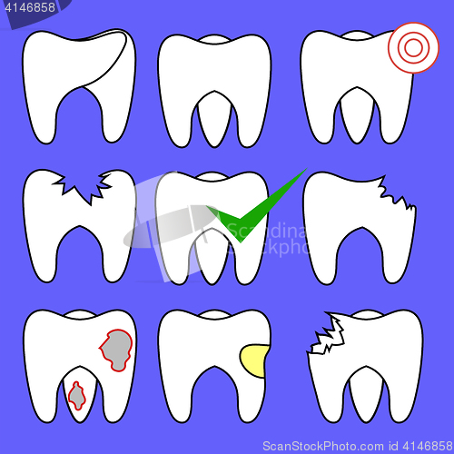 Image of Set of Rotten Teeth and Healthy