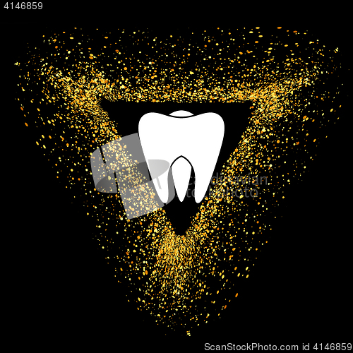 Image of Tooth Logo on Gold Parts Triangle Frame. 