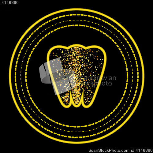 Image of Tooth Logo on Yellow  Circle Frame. 