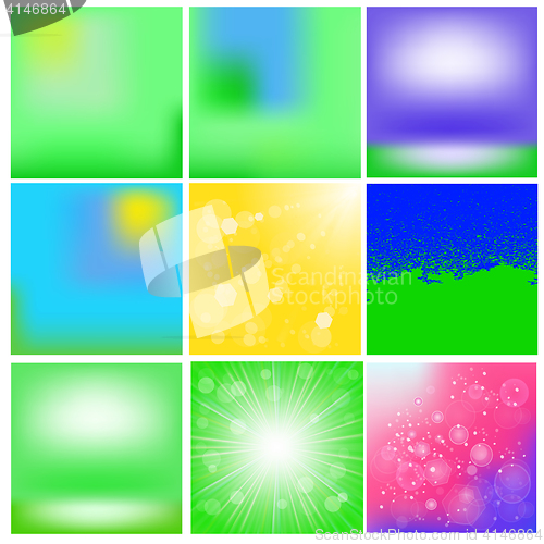 Image of Set of Summer Blurred Backgrounds