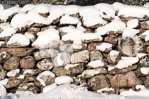 Image of Snowy stone wall texture