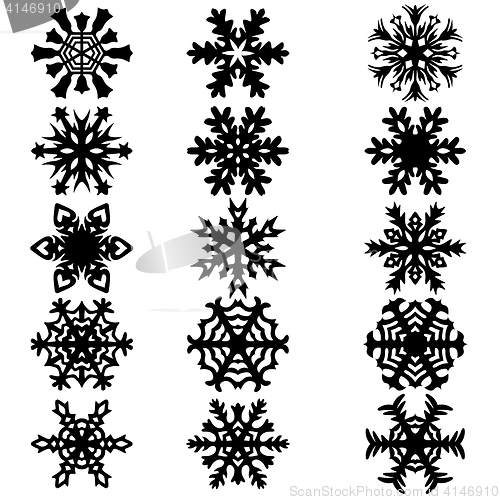Image of Set snowflakes icons on white background, illustration