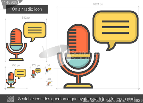 Image of On air radio line icon.