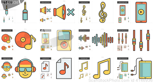 Image of Music line icon set.