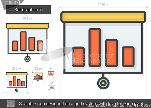 Image of Bar graph line icon.