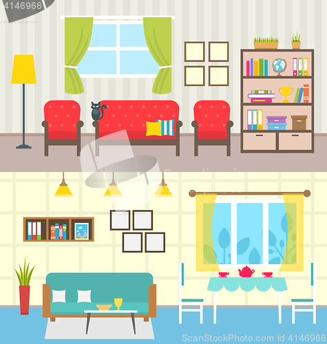Image of Set Home Interiors. Design of Living Rooms