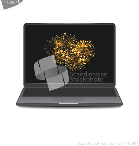 Image of Laptop Screen Display with Firework