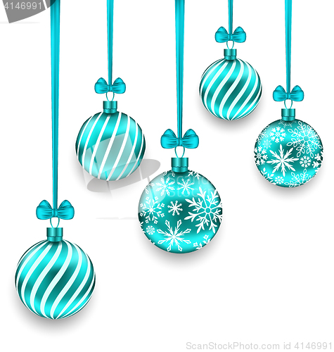 Image of Christmas Background with Turquoise Glassy Balls