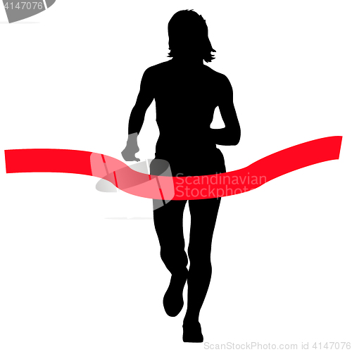 Image of Silhouettes. Runners on sprint, women. illustration