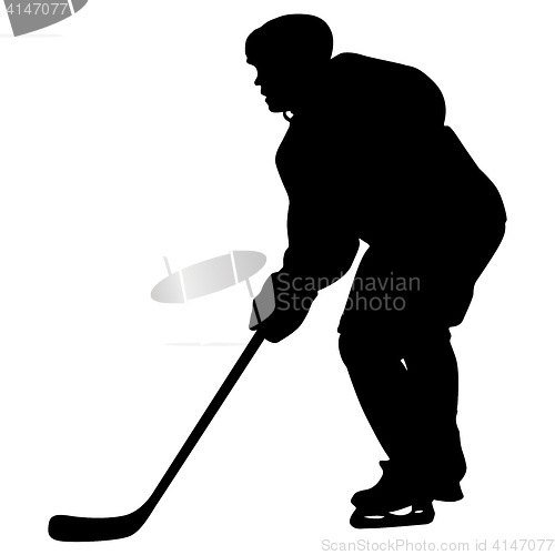 Image of Silhouette of hockey player. Isolated on white. illustrations