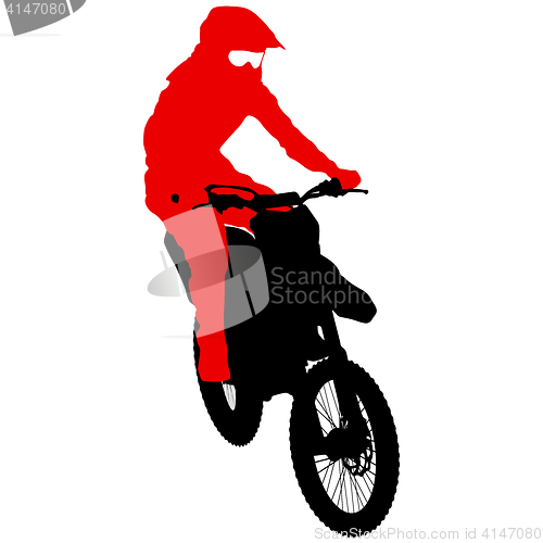 Image of Silhouettes Rider participates motocross championship. illustration