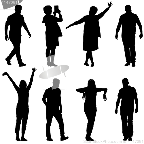 Image of Black silhouettes of beautiful man and woman on white background. illustration