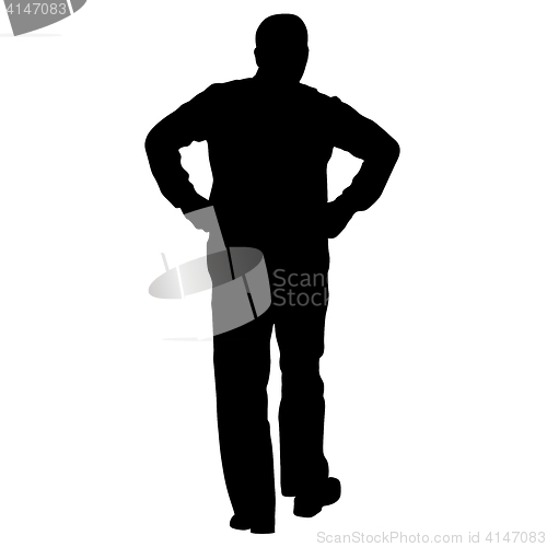 Image of Black silhouette man with hands on his hips. illustration