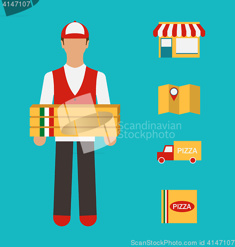 Image of Banner with Pizza Delivery, Perfect Service
