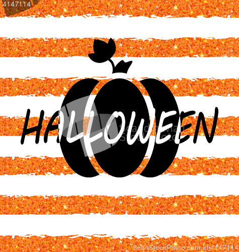 Image of Glitter Orange Wallpaper for Happy Halloween with Pumpkin