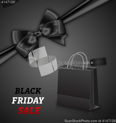 Image of Shopping Paper Bag for Black Friday Sales and Bow