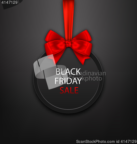 Image of Black Friday Round Frame with Red Ribbon and Bow
