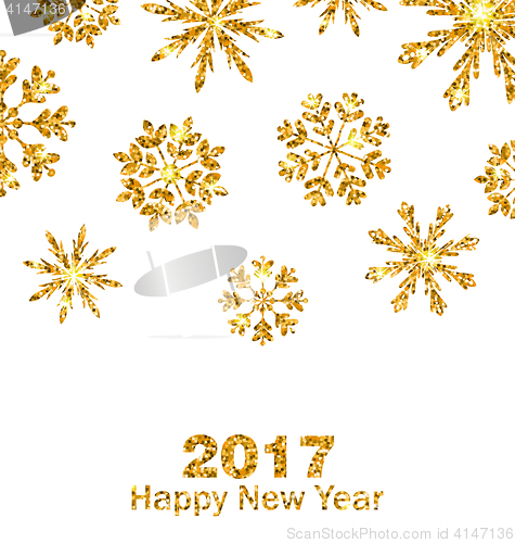 Image of Golden Celebration Card with Sparkle Snowflakes