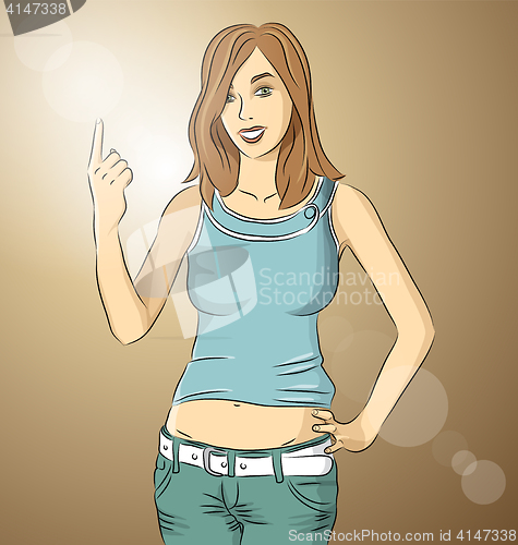 Image of Vector happy woman